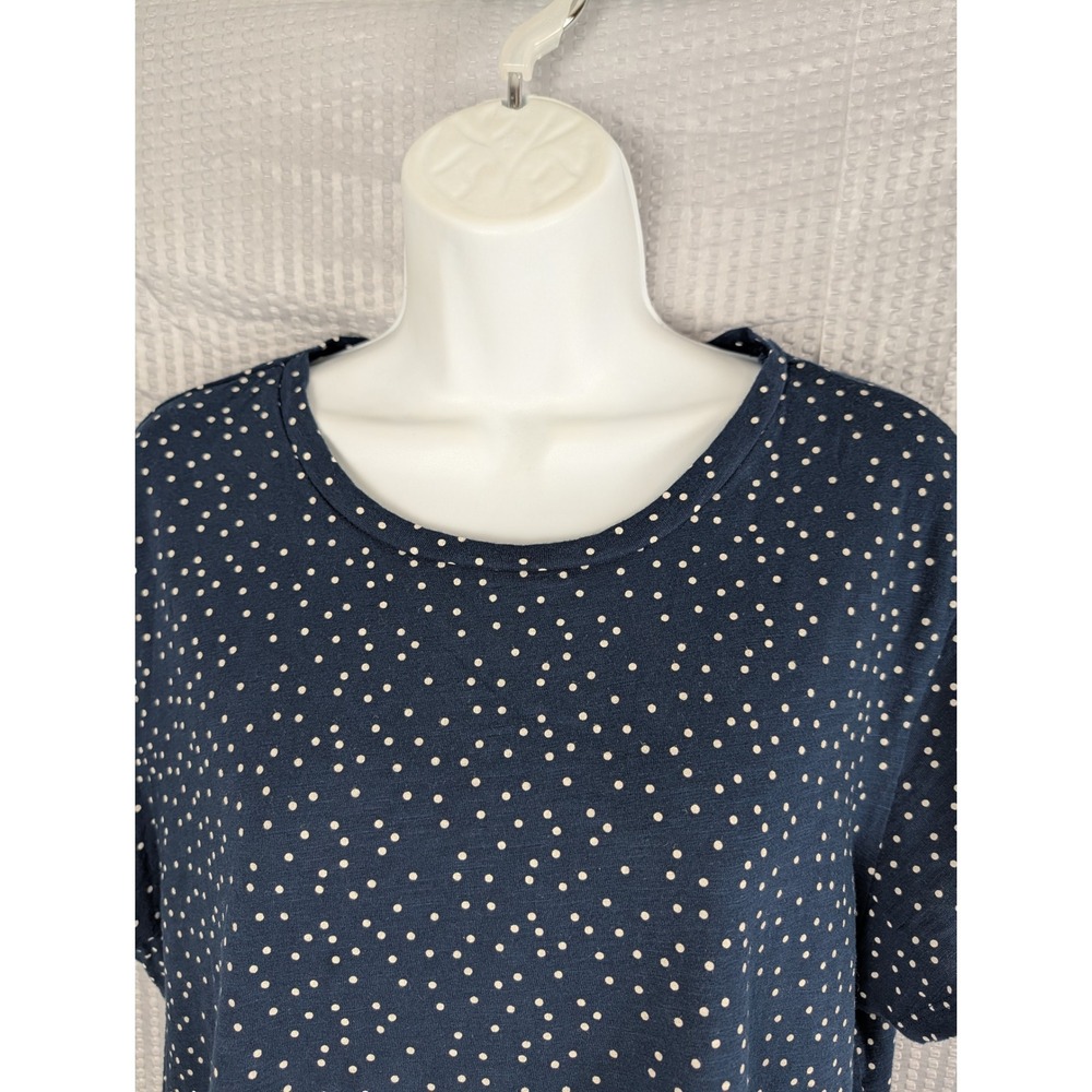 Lauren Conrad XXL Navy Blue Polka Dot Short Sleeve Tee Womens Casual Top - Picture 4 of 11